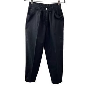 VINTAGE GITANO Black Poly Cotton Blend Pleated Front High Waist Pants Size 8/9